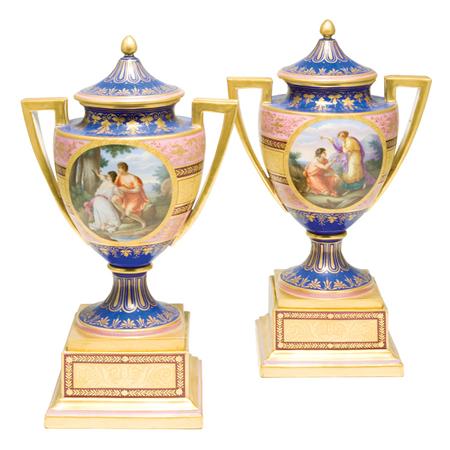 Pair of Vienna Porcelain Urns
	