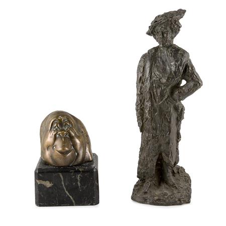 Bronze Figure of a Woman Together with