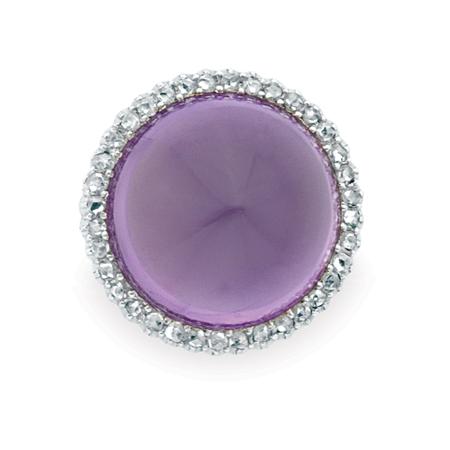 Antique Cabochon Amethyst and Diamond