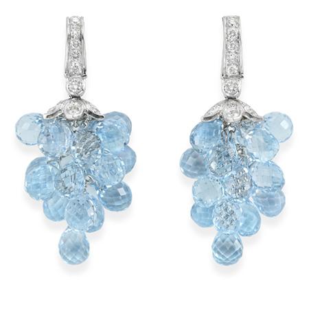 Pair of Diamond and Blue Topaz 693ae