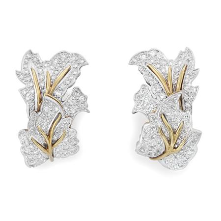 Pair of Two Color Gold and Diamond 693d2