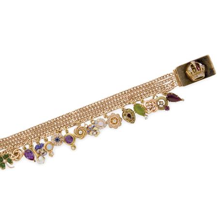 Four Strand Gold, Gem-Set and Diamond