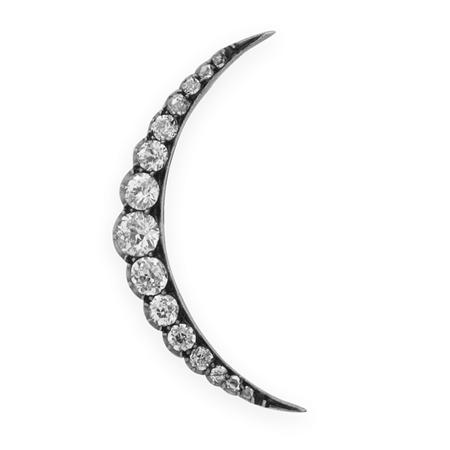 Antique Diamond Crescent Brooch  693e1