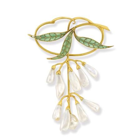 Art Nouveau Gold, Plique-a-Jour Enamel