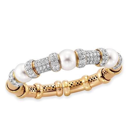 Gold Cultured Pearl and Diamond 69400