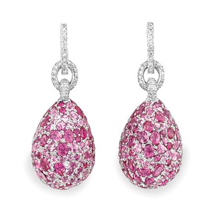 Pair of Diamond and Pink Sapphire 69401