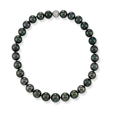 Black Cultured Pearl Necklace  6940c