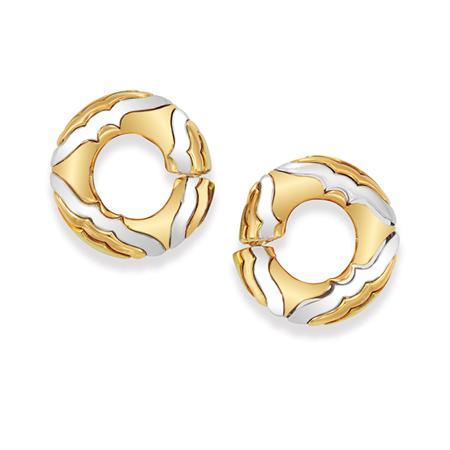 Pair of Tricolor Gold Hoop Earclips  69411