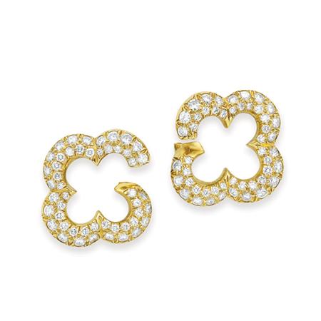 Pair of Gold and Diamond Earclips,