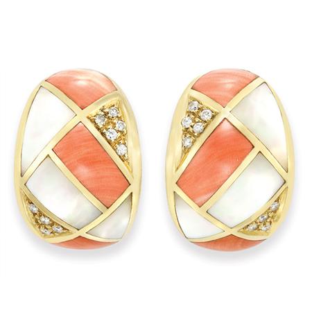 Pair of Gold Coral Mother of Pearl 69424