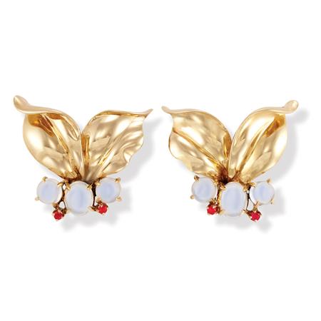 Pair of Gold Moonstone and Ruby 69439