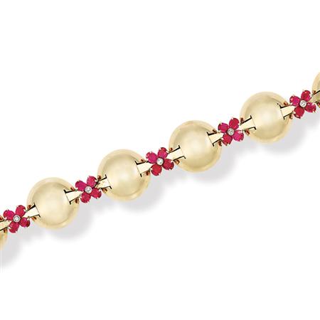 Gold Ruby and Diamond Bracelet  6943d