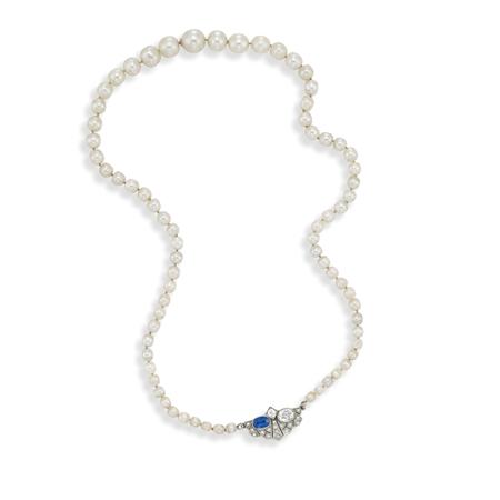 Natural Pearl Necklace with Diamond 6944a