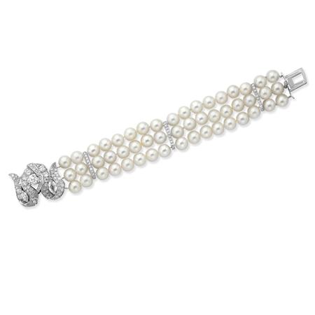Triple Strand Cultured Pearl and