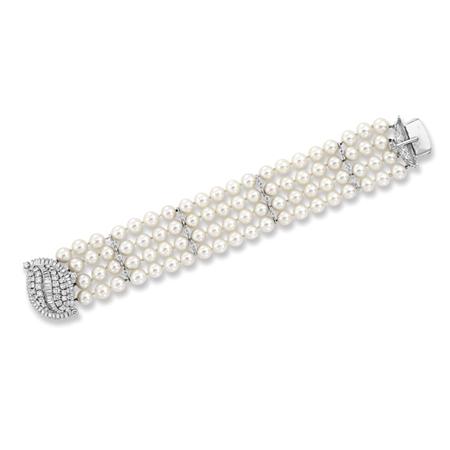 Four Strand Cultured Pearl Bracelet 6946d