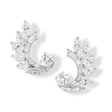 Pair of Diamond Earclips, Van Cleef