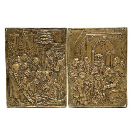 Pair of Continental Bronze Plaques
	