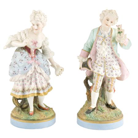 Pair of Painted Bisque Porcelain Figures