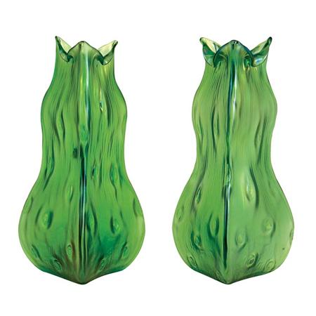 Pair of Loetz Glass Rusticana Vases  699be