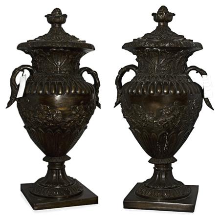 Pair of Louis XVI Style Patinated-Bronze