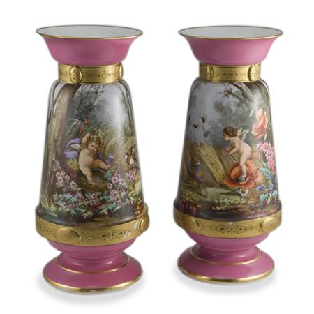 Pair of French Gilt and Painted Porcelain