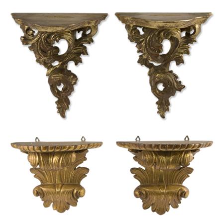 Two Pairs of Rococo Style Gilt-Wood