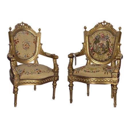 Pair of Louis XVI Style Gilt Wood 69a30