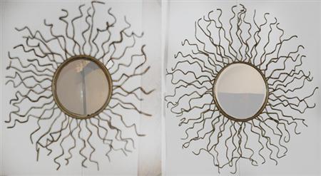 Pair of Gilt-Metal Sunburst Mirrors
	