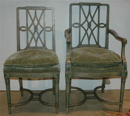 Six Regency Style Green Painted 69ac8