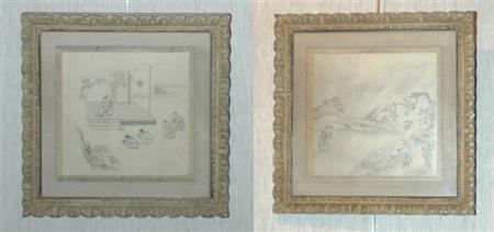 Group of Six Framed Asian Pictures  69ad7