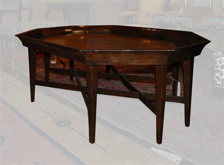 Burl Wood Octagonal Tray Table  69ada