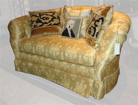 Gold Upholstered Button Back Settee
	