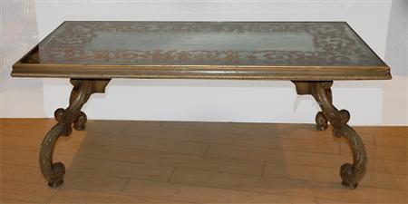 Gilt Decorated Mirrored Top Coffee Table
	