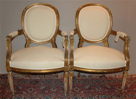 Pair of Louis XVI Style Gold Painted