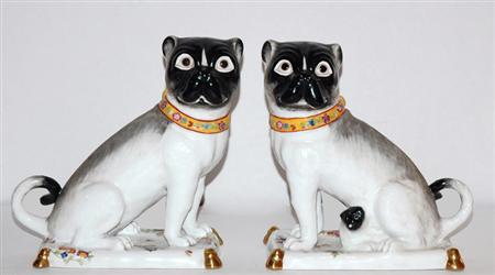 Pair of Sevres Porcelain Pugs
	