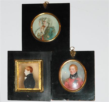 Group of Three Portrait Miniatures
	