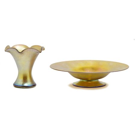 Two Steuben Gold Aurene Glass Articles
	