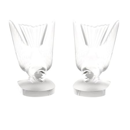 Pair of Lalique Molded Glass Hirondelle 69800