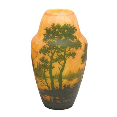 Daum Acid Etched Cameo Glass Vase  6981b