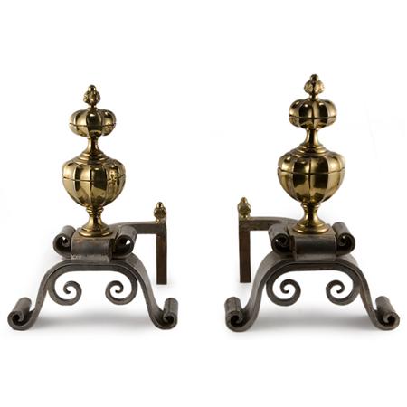 Pair of Louis XVI Style Metal Andirons  6983b