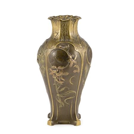 Art Nouveau Patinated Bronze Vase  6984c