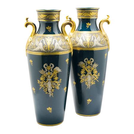 Pair of French Gilt and Platinum Decorated