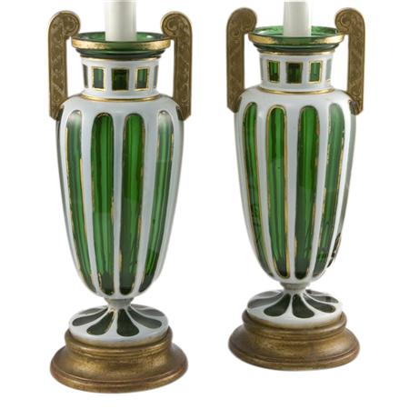Pair of Bohemian Style Overlay Glass