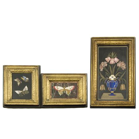 Three Framed Pietra Dura Plaques  698dd