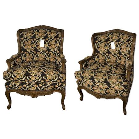 Pair of Louis XV Style Carved Mahogany