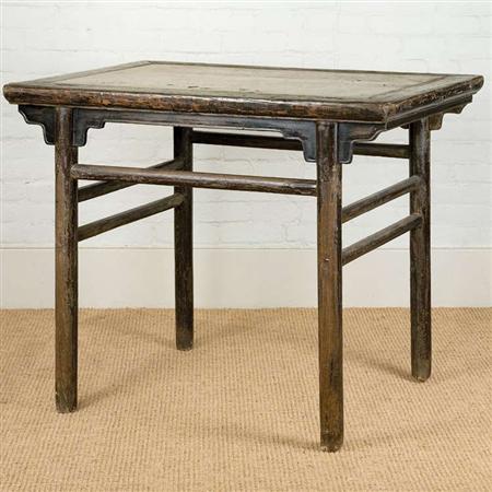 Chinese Stone Inset Elm Side Table  69d83