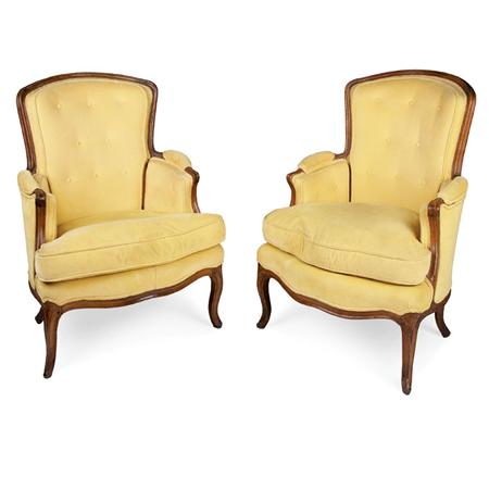 Pair of Louis XV Walnut Bergeres  69e39