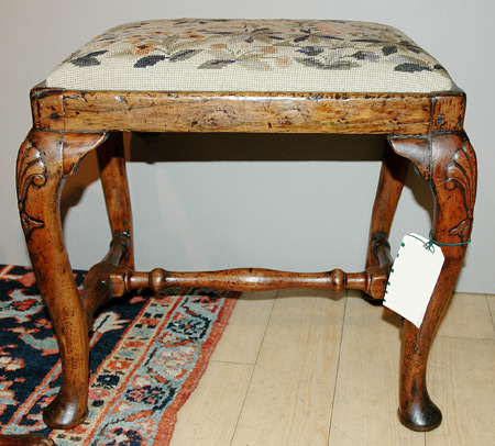 Provincial Queen Anne Walnut Stool
	