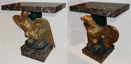 Two Similar Marble Top Eagle Consoles
	