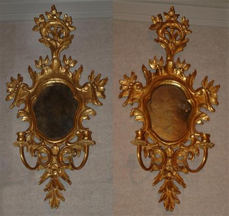 Pair of Italian Rococo Style Gilt-Wood